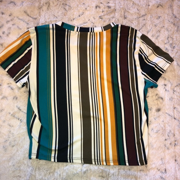 Retro Striped multicolored crop top - Picture 3 of 4